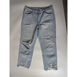 Flying Monkey Distressed Ripped Boho Light Wash Blue Jeans Pants Denim Size 30